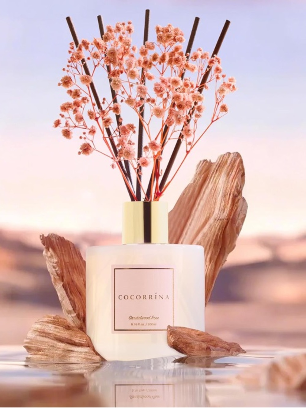 Cocorrina ~ Sandalwood Rose Reed Diffuser - Fresh All Day Scents for Your Space